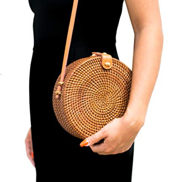 ATTA WOVEN ROUND CROSSBODY BAG REAL LEATHER - Picture 7 of 7